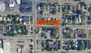 Map of Phillips Street from N Russell to Byron in Missoula, MT.