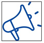 Graphic of a blue megaphone.