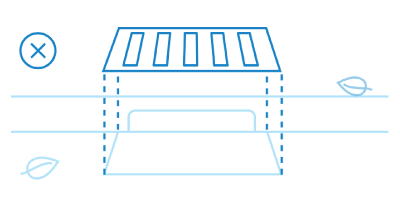 Line art graphic of a storm drain grate.